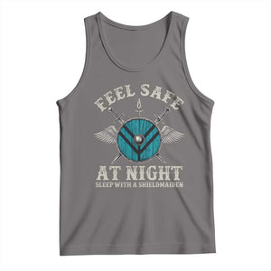 Funny Feel Safe At Night Sleep With A Shieldmaiden Tank Top Viking Pride TS11 Deep Heather Print Your Wear