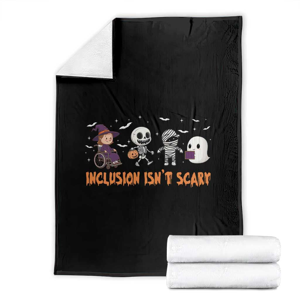 Halloween Teacher Throw Blanket Inclusion Isn't Scary Cute Skeleton Ghost Witch TS11 Black Print Your Wear