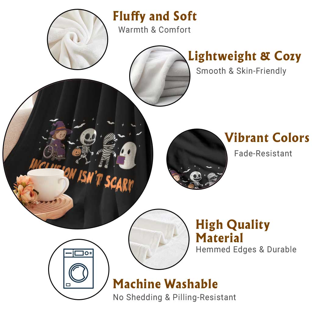 Halloween Teacher Throw Blanket Inclusion Isn't Scary Cute Skeleton Ghost Witch TS11 Print Your Wear