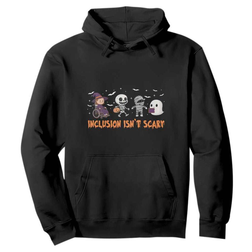 Halloween Teacher Hoodie Inclusion Isn't Scary Cute Skeleton Ghost Witch TS11 Black Print Your Wear