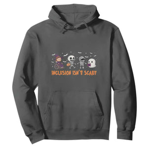 Halloween Teacher Hoodie Inclusion Isn't Scary Cute Skeleton Ghost Witch TS11 Dark Heather Print Your Wear