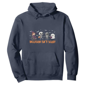 Halloween Teacher Hoodie Inclusion Isn't Scary Cute Skeleton Ghost Witch TS11 Navy Print Your Wear