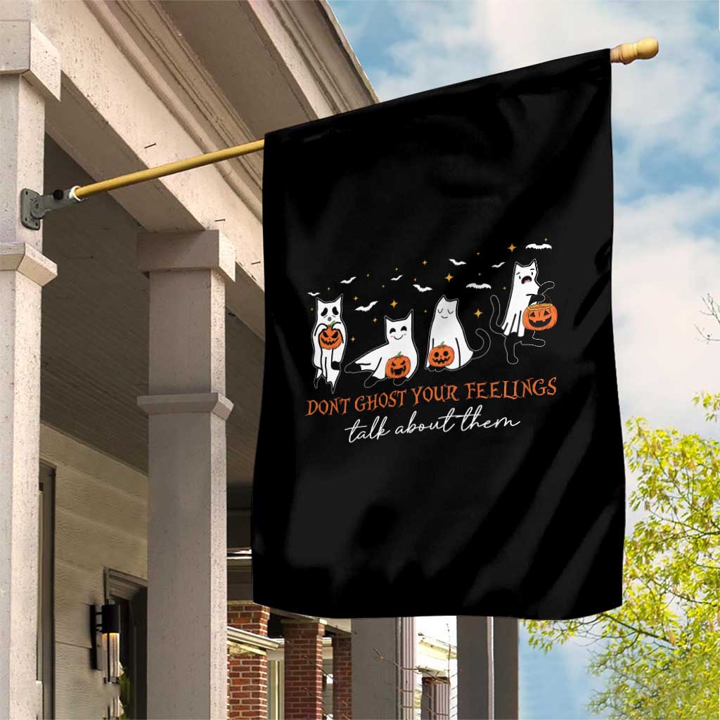 Halloween School Counselor Garden Flag Don't Ghost Your Feelings Talk About Them Ghost Cats TS11 Print Your Wear