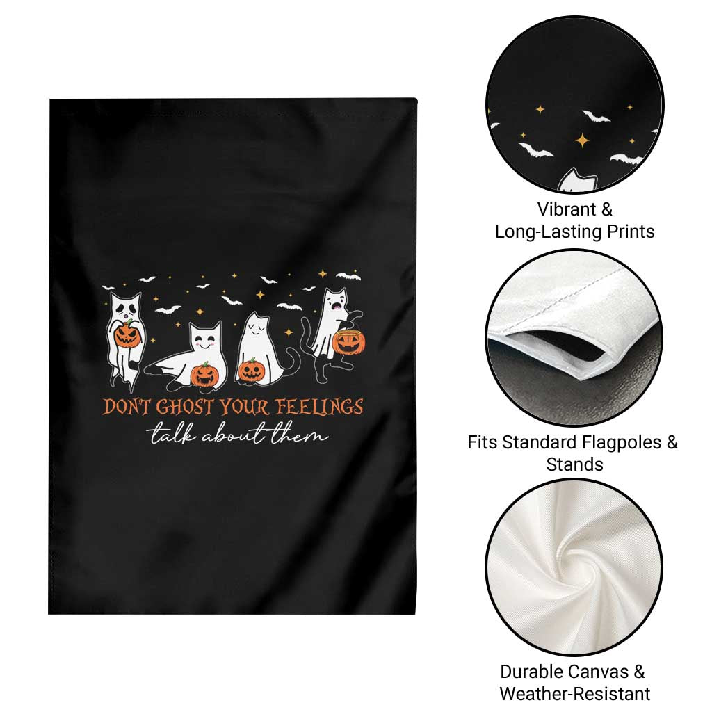 Halloween School Counselor Garden Flag Don't Ghost Your Feelings Talk About Them Ghost Cats TS11 Print Your Wear