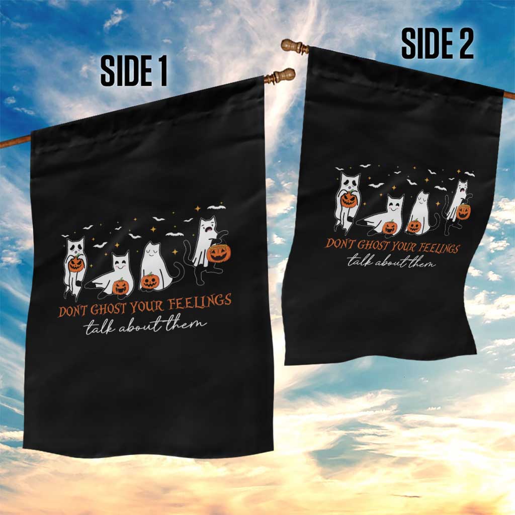 Halloween School Counselor Garden Flag Don't Ghost Your Feelings Talk About Them Ghost Cats TS11 Print Your Wear