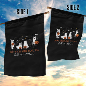 Halloween School Counselor Garden Flag Don't Ghost Your Feelings Talk About Them Ghost Cats TS11 Print Your Wear