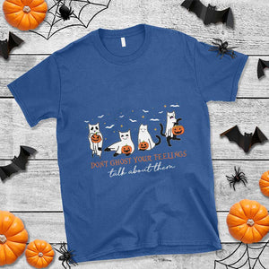 Halloween School Counselor T Shirt Don't Ghost Your Feelings Talk About Them Ghost Cats TS11 Royal Blue Print Your Wear