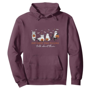 Halloween School Counselor Hoodie Don't Ghost Your Feelings Talk About Them Ghost Cats TS11 Maroon Print Your Wear