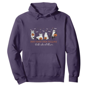 Halloween School Counselor Hoodie Don't Ghost Your Feelings Talk About Them Ghost Cats TS11 Purple Print Your Wear