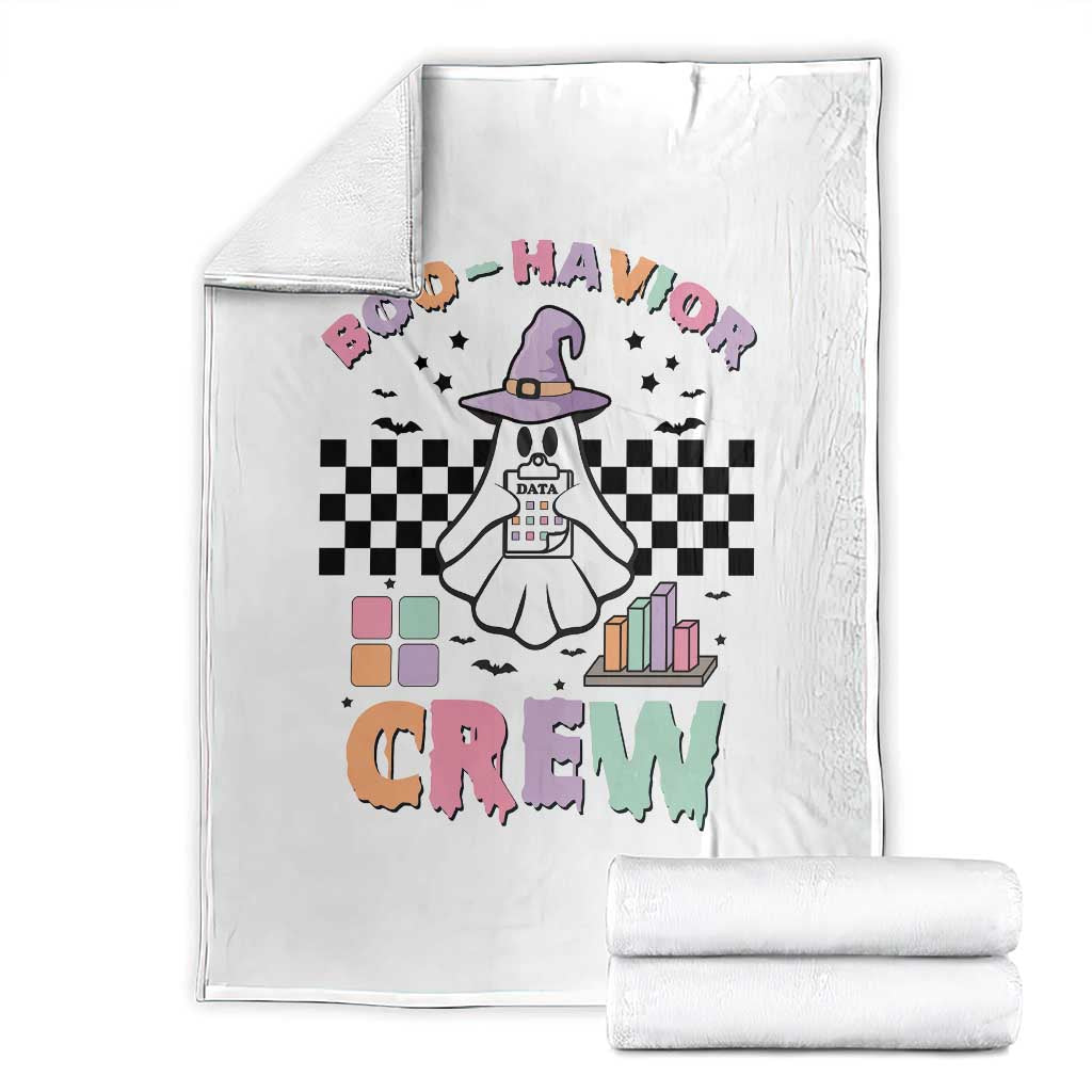 Funny Halloween Behavior Analyst Throw Blanket Boo-Havior Retro Ghost Witch ABA RBT TS11 White Print Your Wear