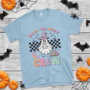 Funny Halloween Behavior Analyst T Shirt Boo-Havior Retro Ghost Witch ABA RBT TS11 Light Blue Print Your Wear
