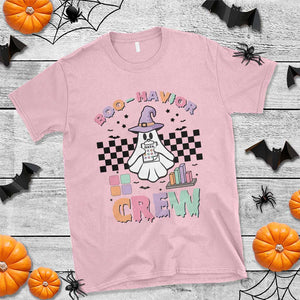 Funny Halloween Behavior Analyst T Shirt Boo-Havior Retro Ghost Witch ABA RBT TS11 Light Pink Print Your Wear