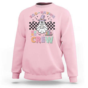 Funny Halloween Behavior Analyst Sweatshirt Boo-Havior Retro Ghost Witch ABA RBT TS11 Light Pink Print Your Wear