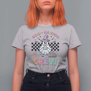 Funny Halloween Behavior Analyst T Shirt For Women Boo-Havior Retro Ghost Witch ABA RBT TS11 Ice Gray Print Your Wear
