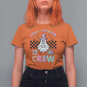 Funny Halloween Behavior Analyst T Shirt For Women Boo-Havior Retro Ghost Witch ABA RBT TS11 Orange Print Your Wear