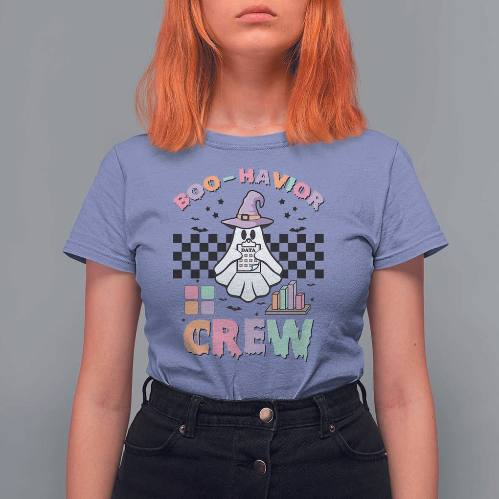 Funny Halloween Behavior Analyst T Shirt For Women Boo-Havior Retro Ghost Witch ABA RBT TS11 Violet Print Your Wear