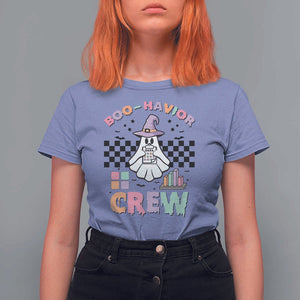Funny Halloween Behavior Analyst T Shirt For Women Boo-Havior Retro Ghost Witch ABA RBT TS11 Violet Print Your Wear