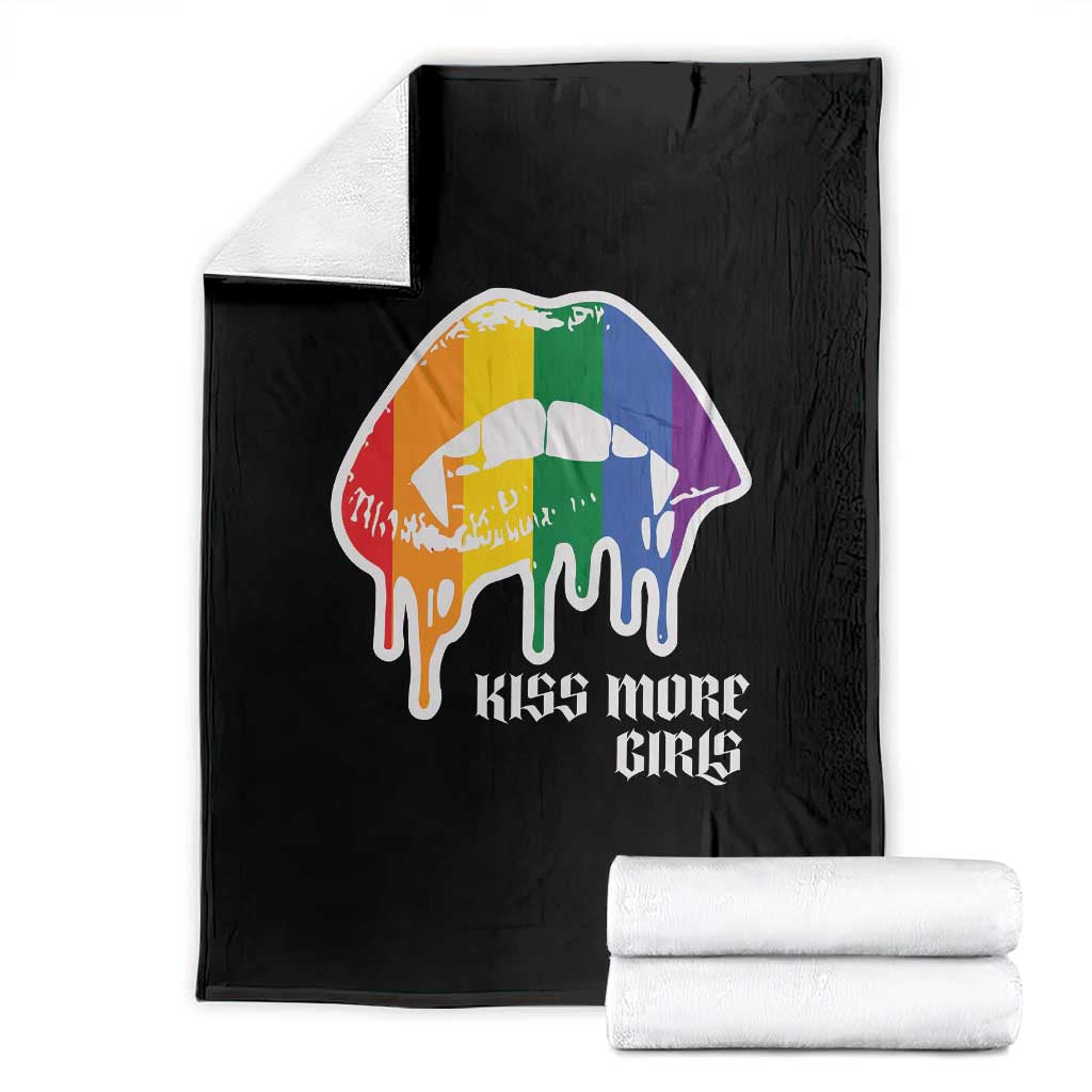 LGBT Lesbian Halloween Throw Blanket Kiss More Girls Rainbow Vampire Lips TS11 Black Print Your Wear