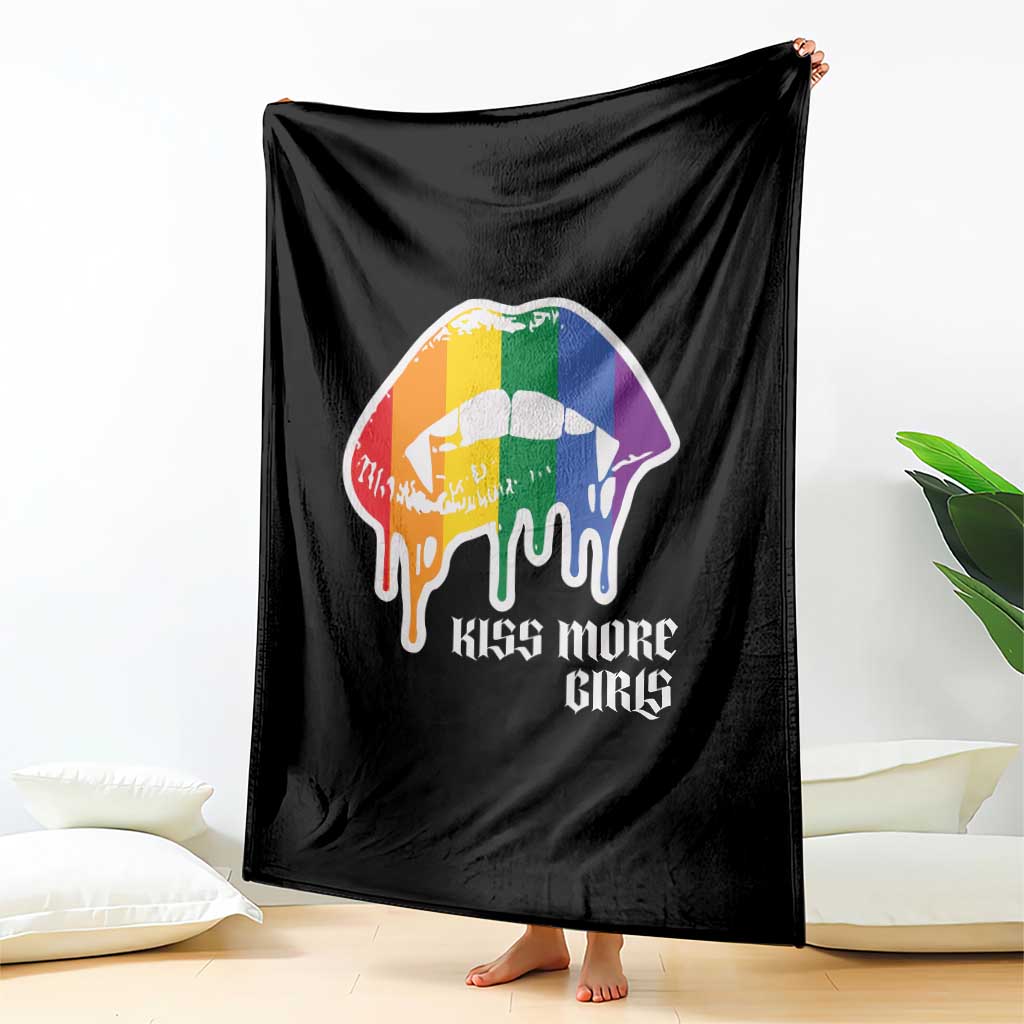 LGBT Lesbian Halloween Throw Blanket Kiss More Girls Rainbow Vampire Lips TS11 Print Your Wear