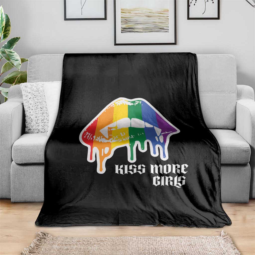 LGBT Lesbian Halloween Throw Blanket Kiss More Girls Rainbow Vampire Lips TS11 Print Your Wear