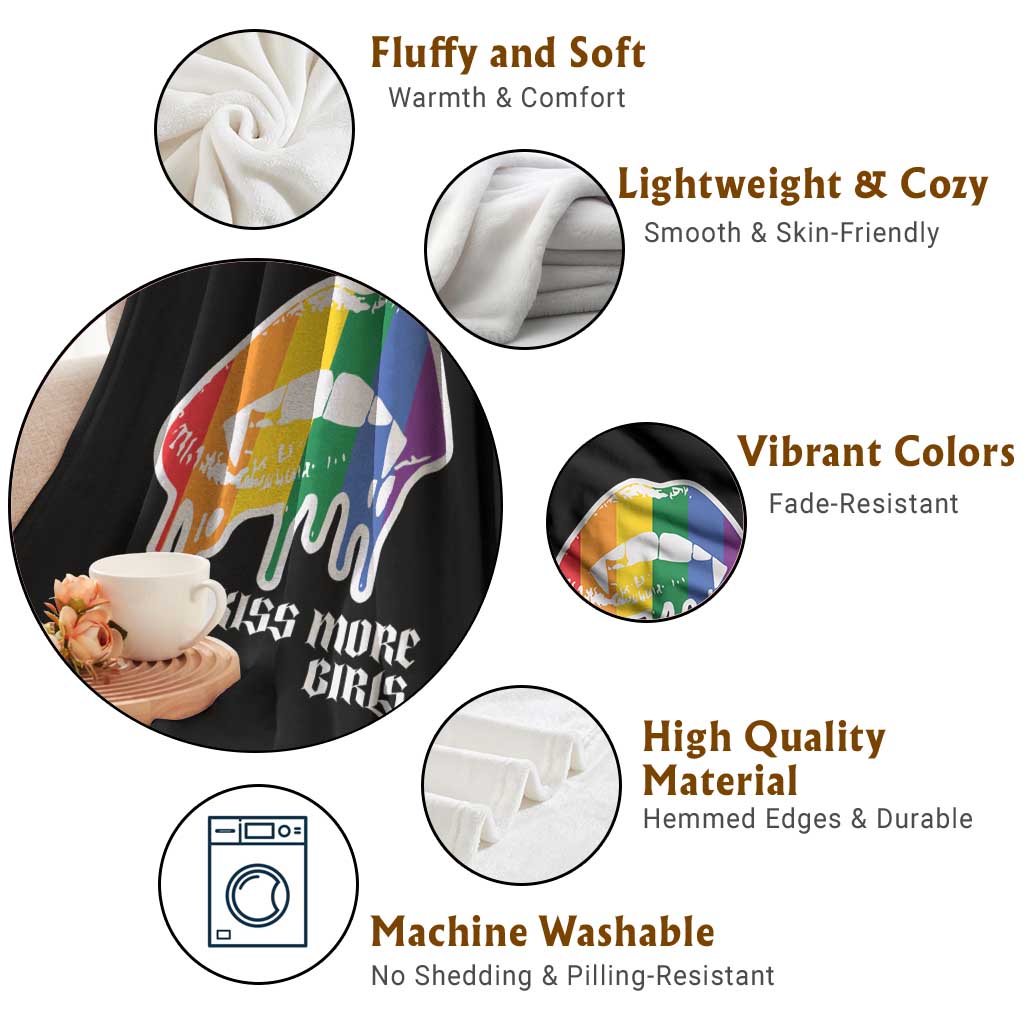 LGBT Lesbian Halloween Throw Blanket Kiss More Girls Rainbow Vampire Lips TS11 Print Your Wear