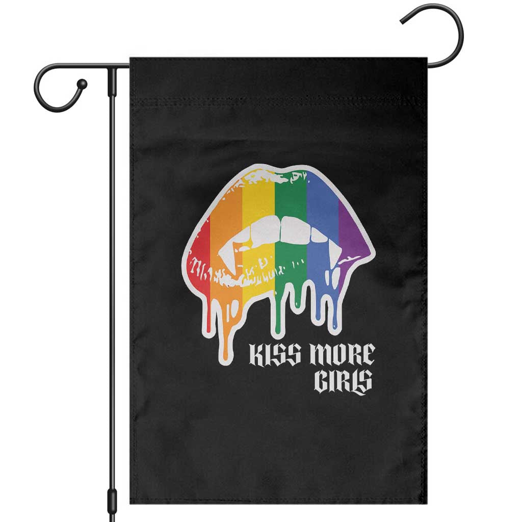 LGBT Lesbian Halloween Garden Flag Kiss More Girls Rainbow Vampire Lips TS11 Black Print Your Wear