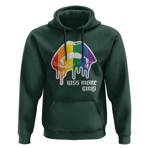 LGBT Lesbian Halloween Hoodie Kiss More Girls Rainbow Vampire Lips TS11 Dark Forest Green Print Your Wear