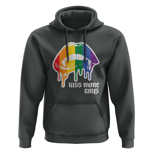 LGBT Lesbian Halloween Hoodie Kiss More Girls Rainbow Vampire Lips TS11 Dark Heather Print Your Wear