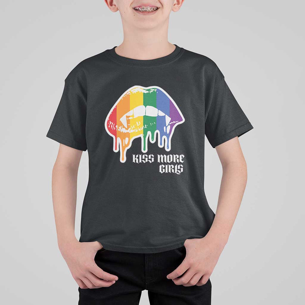 LGBT Lesbian Halloween T Shirt For Kid Kiss More Girls Rainbow Vampire Lips TS11 Black Print Your Wear