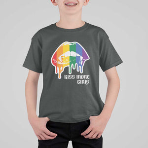 LGBT Lesbian Halloween T Shirt For Kid Kiss More Girls Rainbow Vampire Lips TS11 Dark Heather Print Your Wear