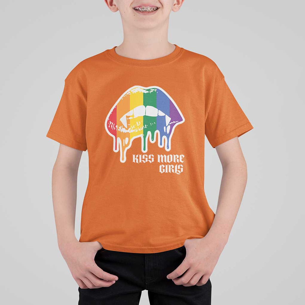 LGBT Lesbian Halloween T Shirt For Kid Kiss More Girls Rainbow Vampire Lips TS11 Orange Print Your Wear
