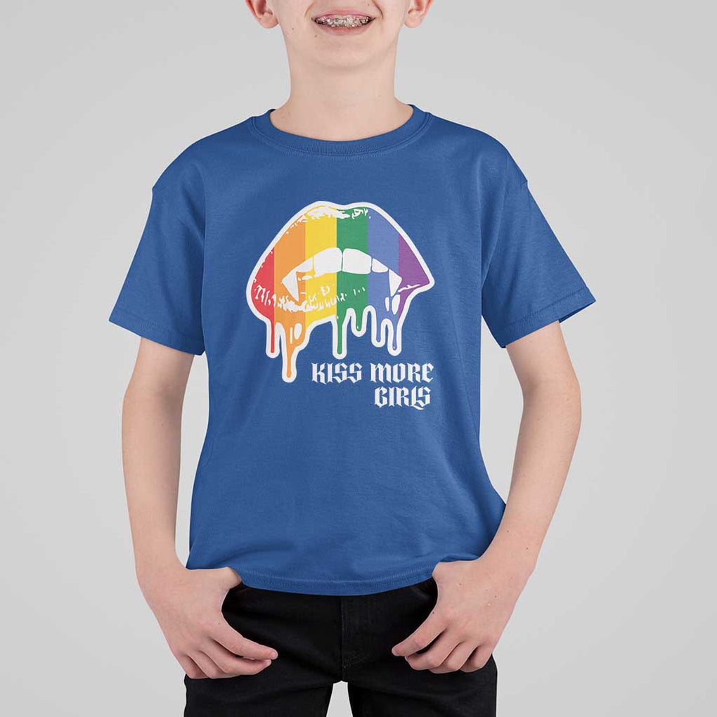 LGBT Lesbian Halloween T Shirt For Kid Kiss More Girls Rainbow Vampire Lips TS11 Royal Blue Print Your Wear