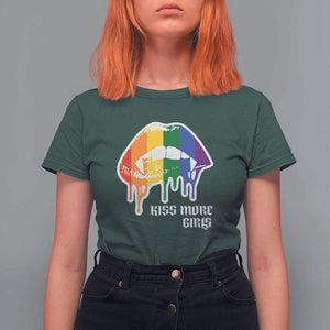 LGBT Lesbian Halloween T Shirt For Women Kiss More Girls Rainbow Vampire Lips TS11 Dark Forest Green Print Your Wear