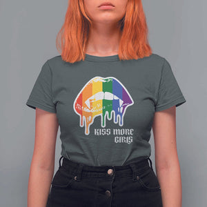 LGBT Lesbian Halloween T Shirt For Women Kiss More Girls Rainbow Vampire Lips TS11 Dark Heather Print Your Wear