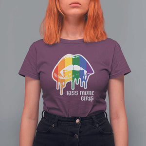 LGBT Lesbian Halloween T Shirt For Women Kiss More Girls Rainbow Vampire Lips TS11 Maroon Print Your Wear