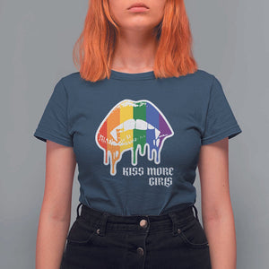 LGBT Lesbian Halloween T Shirt For Women Kiss More Girls Rainbow Vampire Lips TS11 Navy Print Your Wear