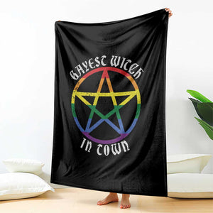 Halloween LGBT Throw Blanket Gayest Witch In Town Rainbow Pentagram Star TS11 Print Your Wear