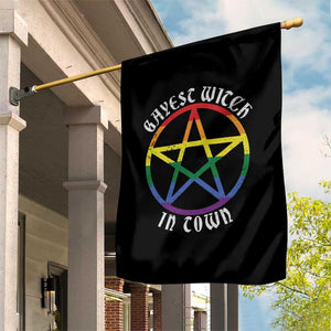 Halloween LGBT Garden Flag Gayest Witch In Town Rainbow Pentagram Star TS11 Print Your Wear