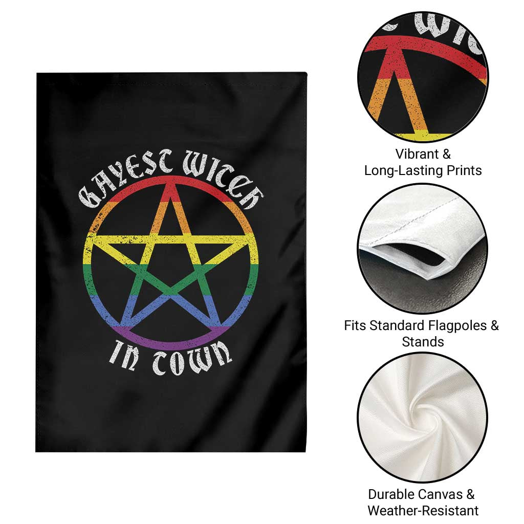 Halloween LGBT Garden Flag Gayest Witch In Town Rainbow Pentagram Star TS11 Print Your Wear