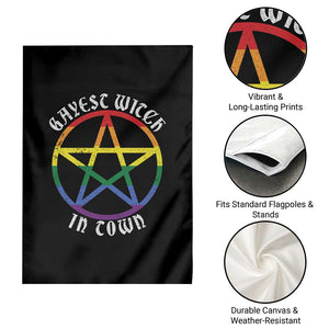 Halloween LGBT Garden Flag Gayest Witch In Town Rainbow Pentagram Star TS11 Print Your Wear