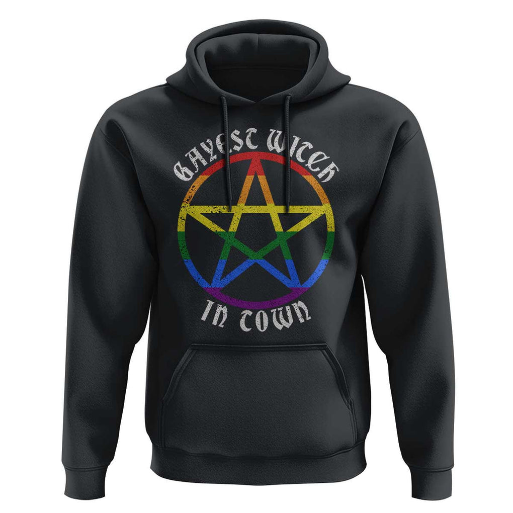 Halloween LGBT Hoodie Gayest Witch In Town Rainbow Pentagram Star TS11 Black Print Your Wear