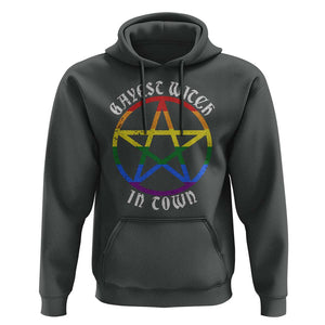 Halloween LGBT Hoodie Gayest Witch In Town Rainbow Pentagram Star TS11 Dark Heather Print Your Wear