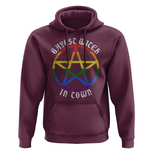 Halloween LGBT Hoodie Gayest Witch In Town Rainbow Pentagram Star TS11 Maroon Print Your Wear