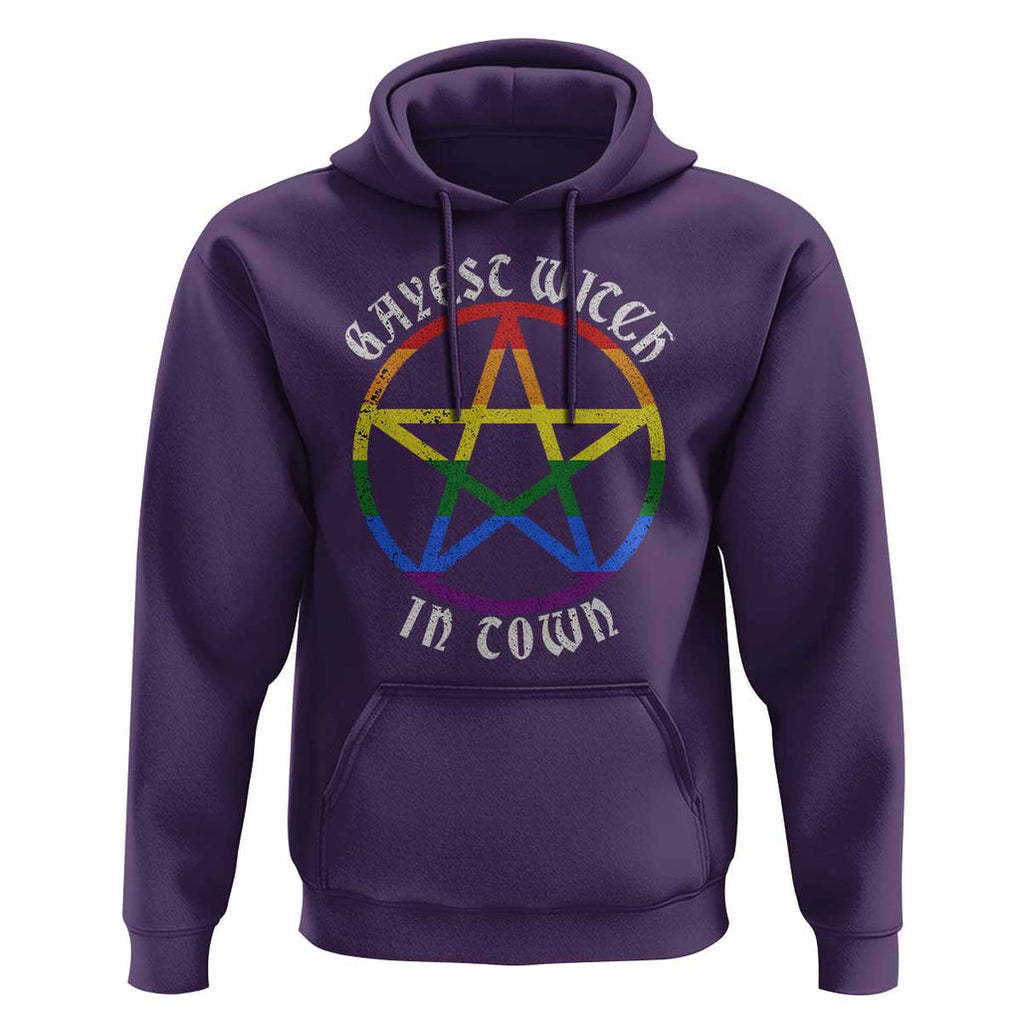 Halloween LGBT Hoodie Gayest Witch In Town Rainbow Pentagram Star TS11 Purple Print Your Wear