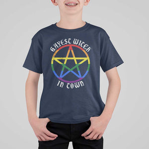 Halloween LGBT T Shirt For Kid Gayest Witch In Town Rainbow Pentagram Star TS11 Navy Print Your Wear