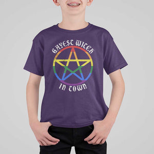 Halloween LGBT T Shirt For Kid Gayest Witch In Town Rainbow Pentagram Star TS11 Purple Print Your Wear
