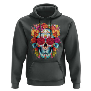 Day Of The Dead Hoodie Sugar Skull Dia De Los Muertos Halloween Rose Flowers TS11 Dark Heather Print Your Wear