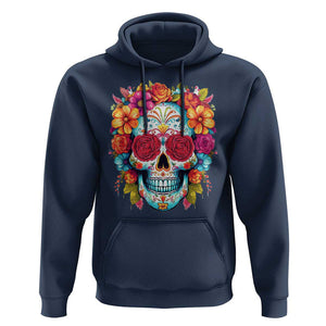 Day Of The Dead Hoodie Sugar Skull Dia De Los Muertos Halloween Rose Flowers TS11 Navy Print Your Wear