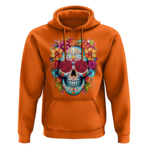 Day Of The Dead Hoodie Sugar Skull Dia De Los Muertos Halloween Rose Flowers TS11 Orange Print Your Wear