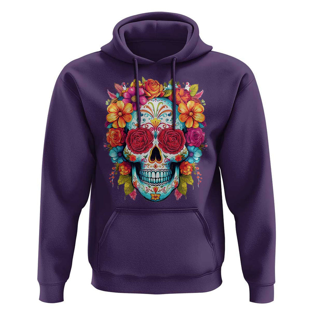 Day Of The Dead Hoodie Sugar Skull Dia De Los Muertos Halloween Rose Flowers TS11 Purple Print Your Wear